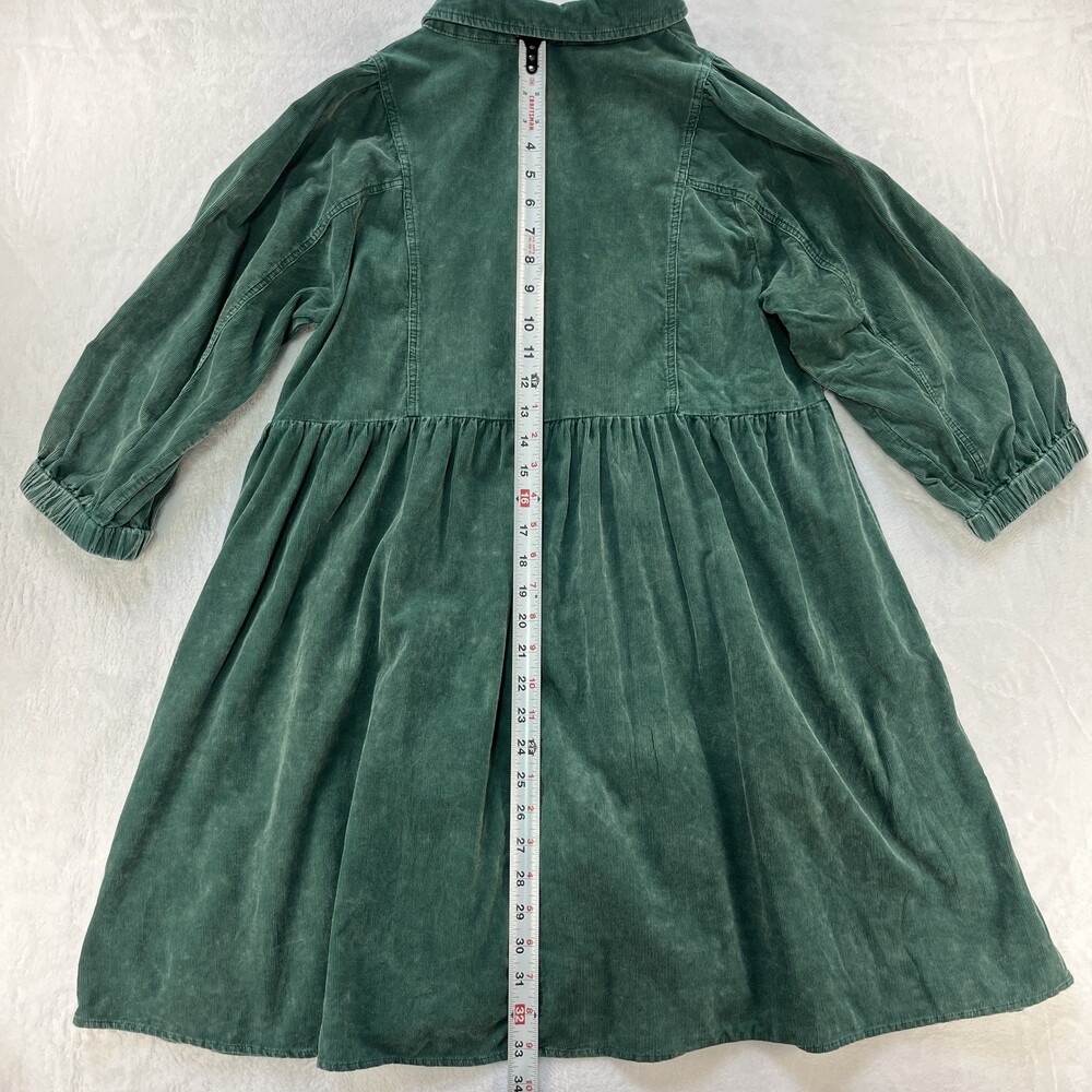 Umgee Forest Hunter Green Corduroy Babydoll Shirt Dress Button Down 3/4 Sleeve M - Picture 6 of 9